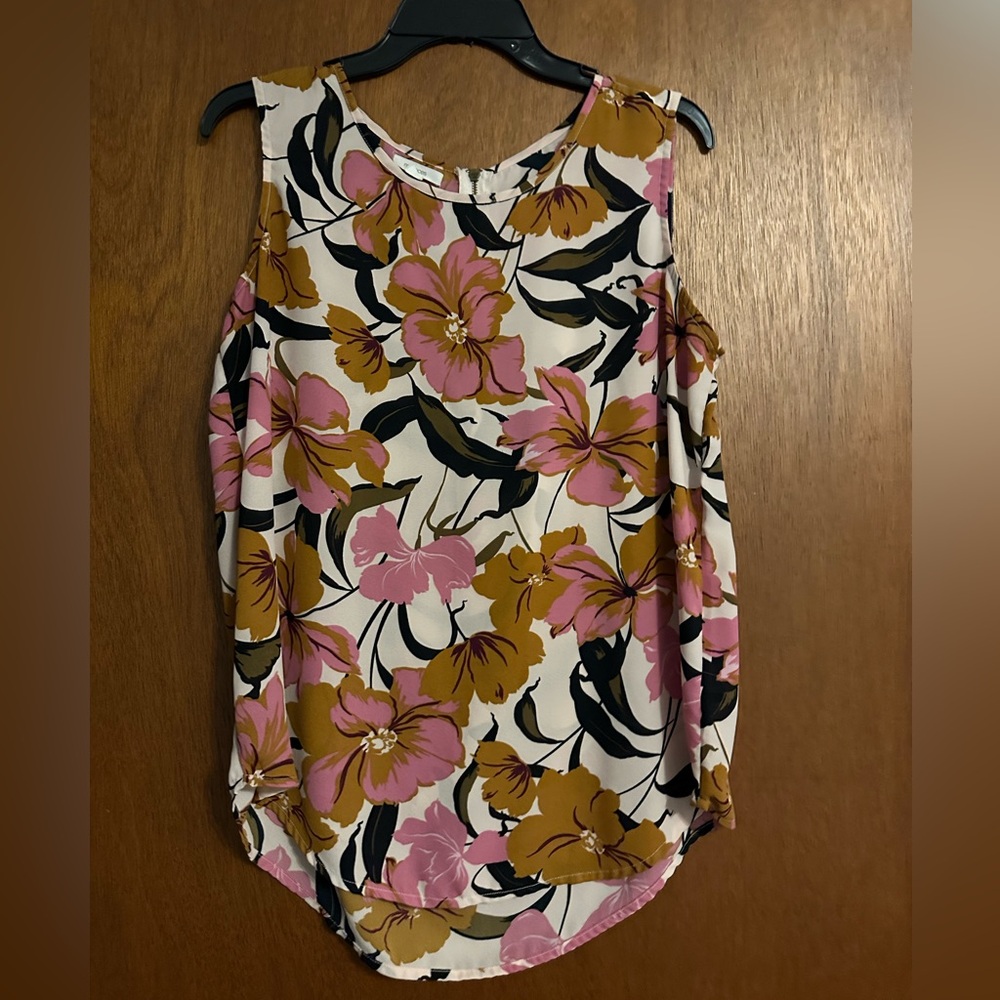 Maurices Floral Sleeveless Blouse - Pink and Brown